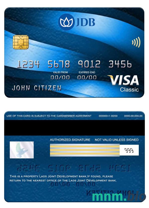 Laos Joint Development Bank visa klasyczny karta przykład w formacie PSD